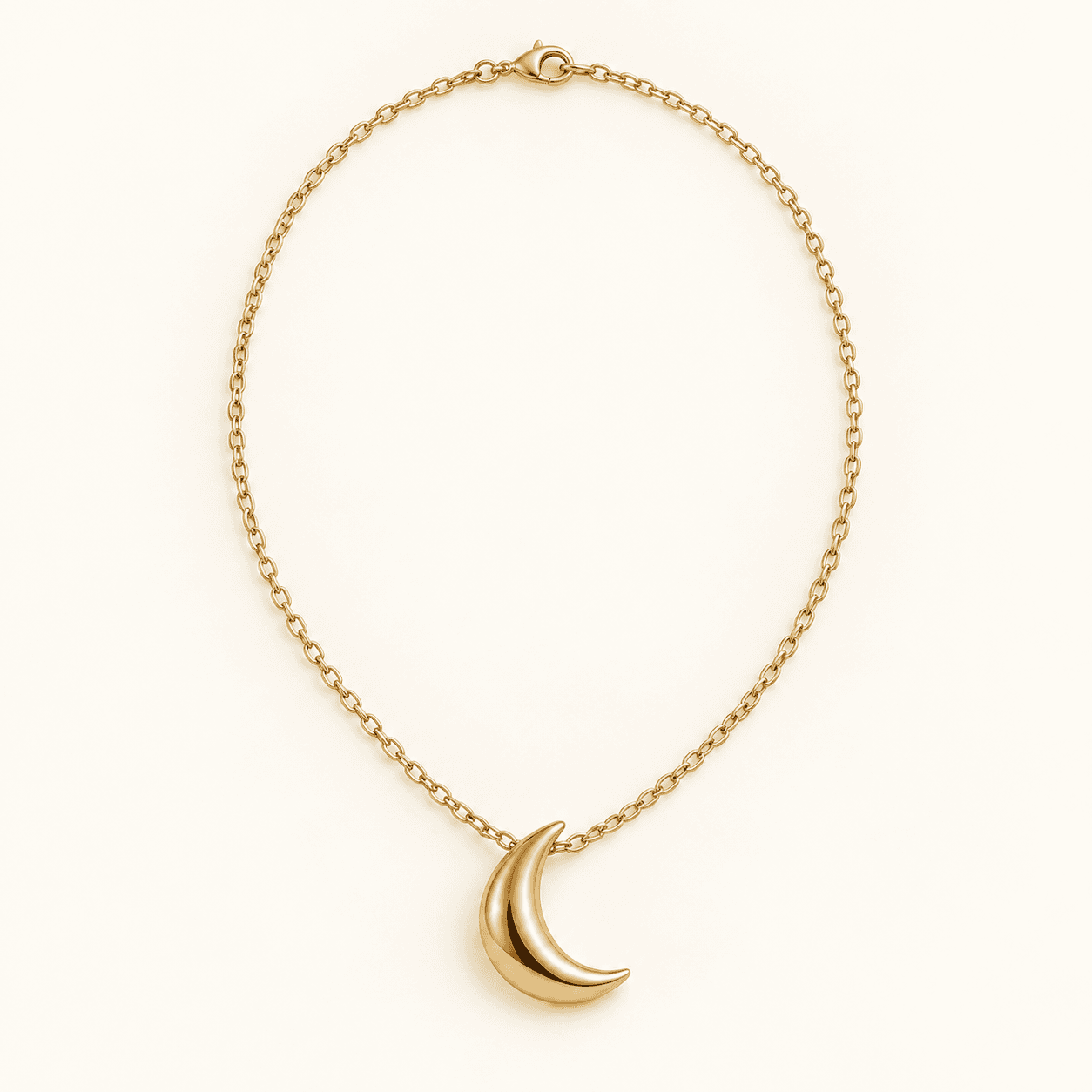 Celestial jewelry collection — crescent necklace digital render