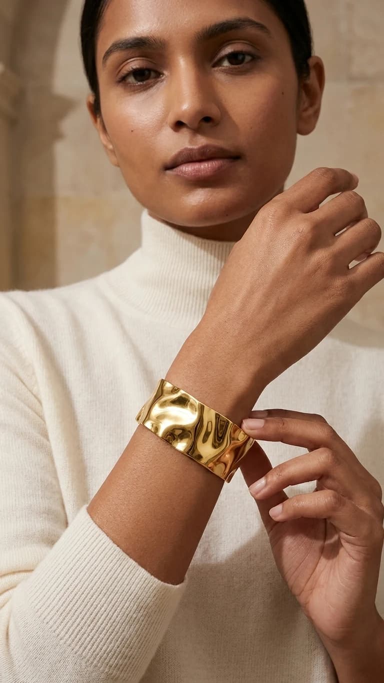 The Pelagos Flow Cuff worn against a cream knit