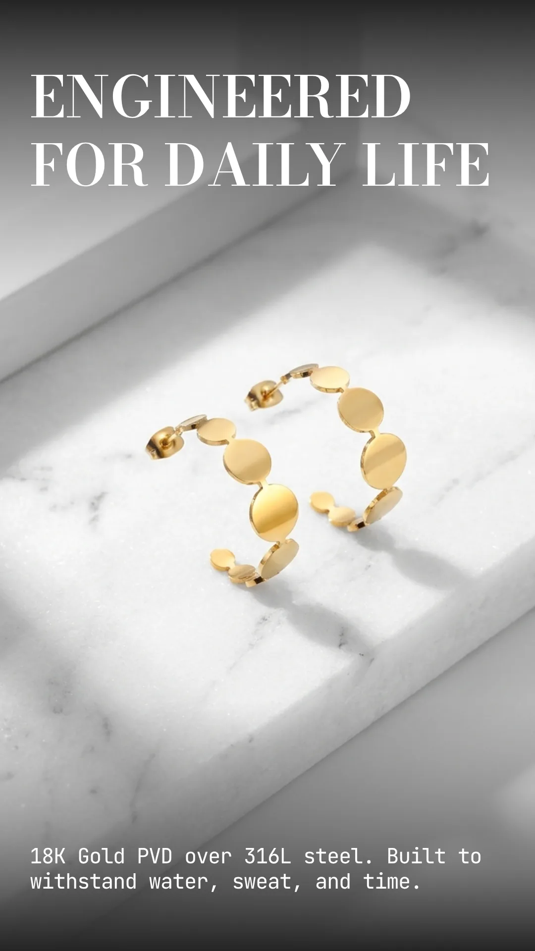 Orbit Hoops, gold disc hoops